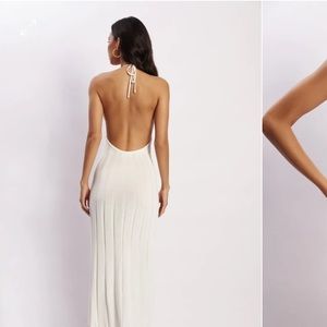 ADRIENNE - Halter Neck Midi Dress - White